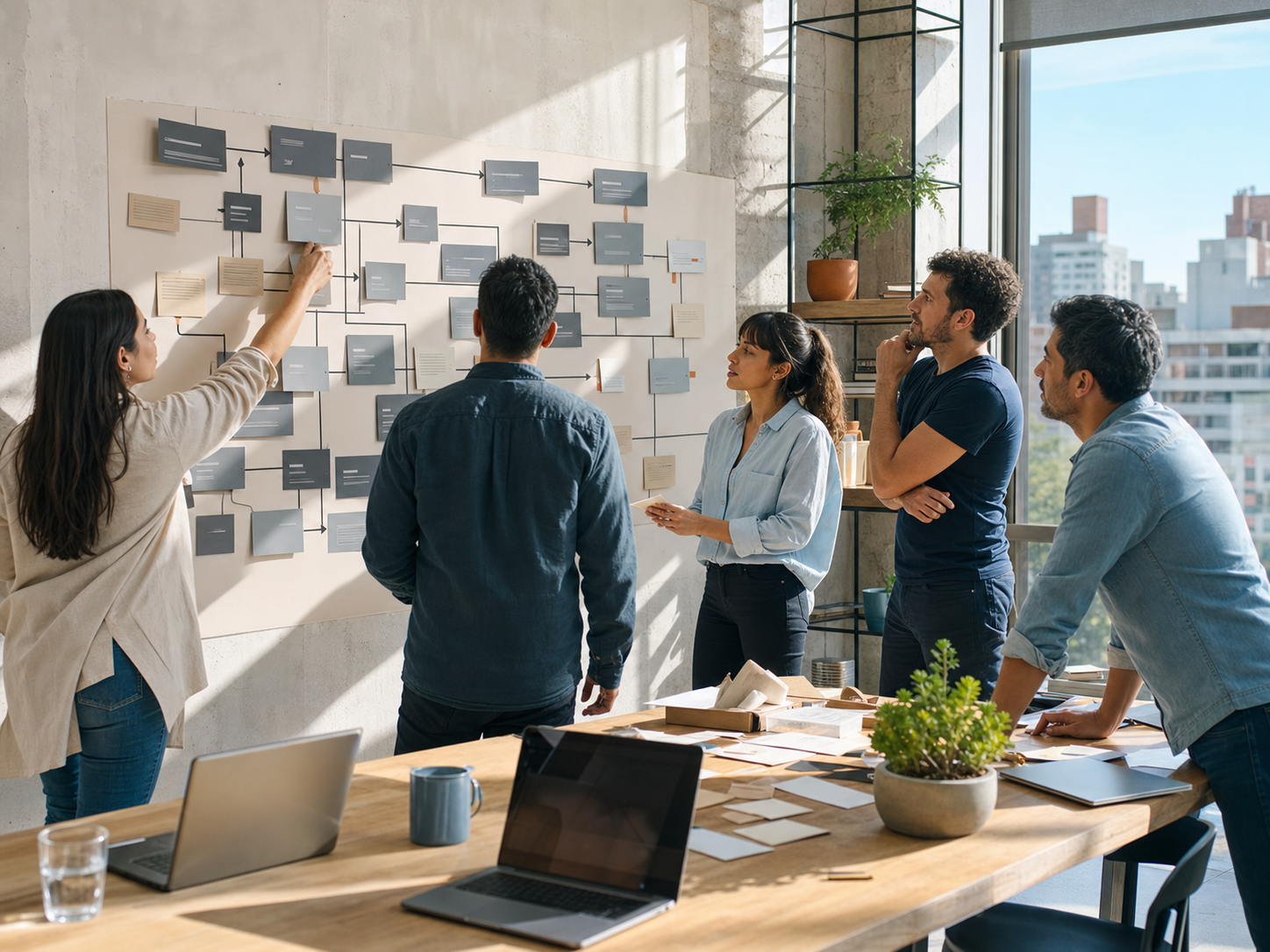 Equipo trabajando en evolución organizacional